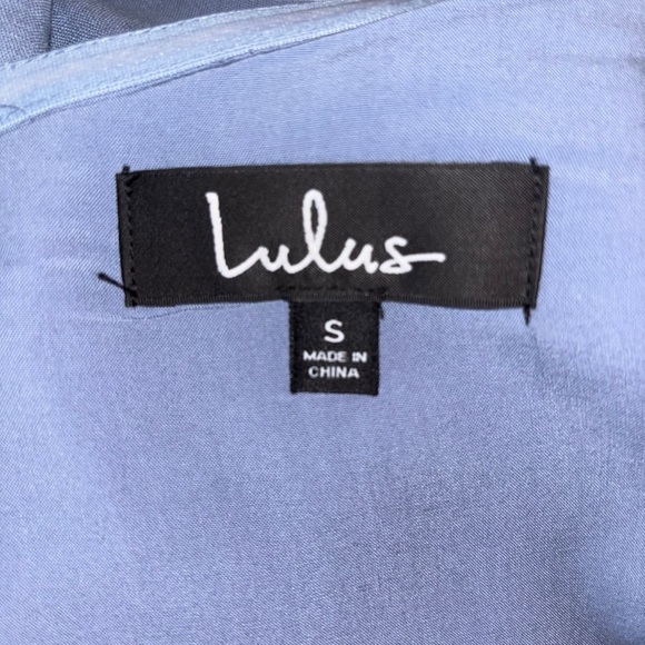 Lulus | One Shoulder Ruffle Midi Dress | Blue | Small - Picture 10 of 11